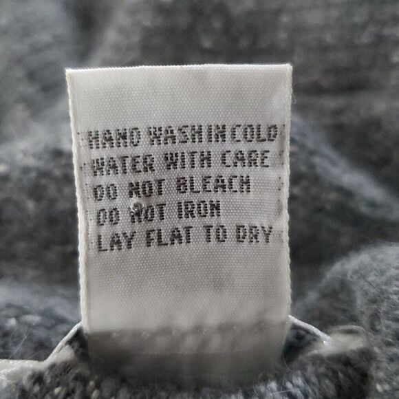 80s Silk Angora Pullover Sweater L Dolman Faux Leather Bead Floral Leaf Gray Red - Picture 8 of 8